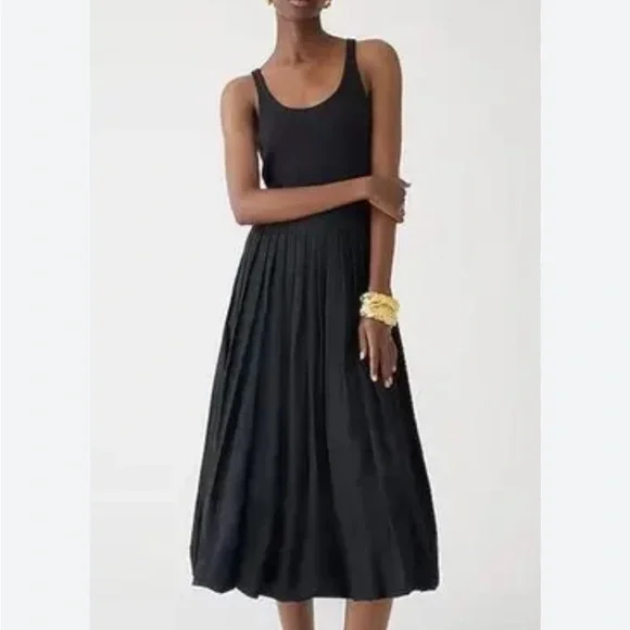 J. Crew | Dresses | J Crew Black Fitted Tank Dress With Poplin Bubble Skirt  | Poshmark